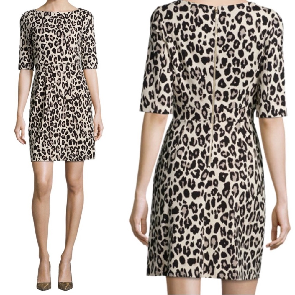 Kate Spade Leopard Print half Sleeve Dress size 12 office work wear girl boss